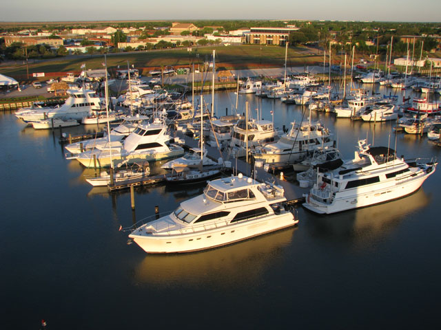 Ariel shot of brazosport Texas marina