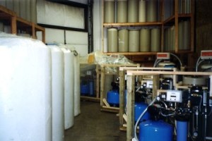Skid mounted, multiple reverse osmosis systems ready for shipment